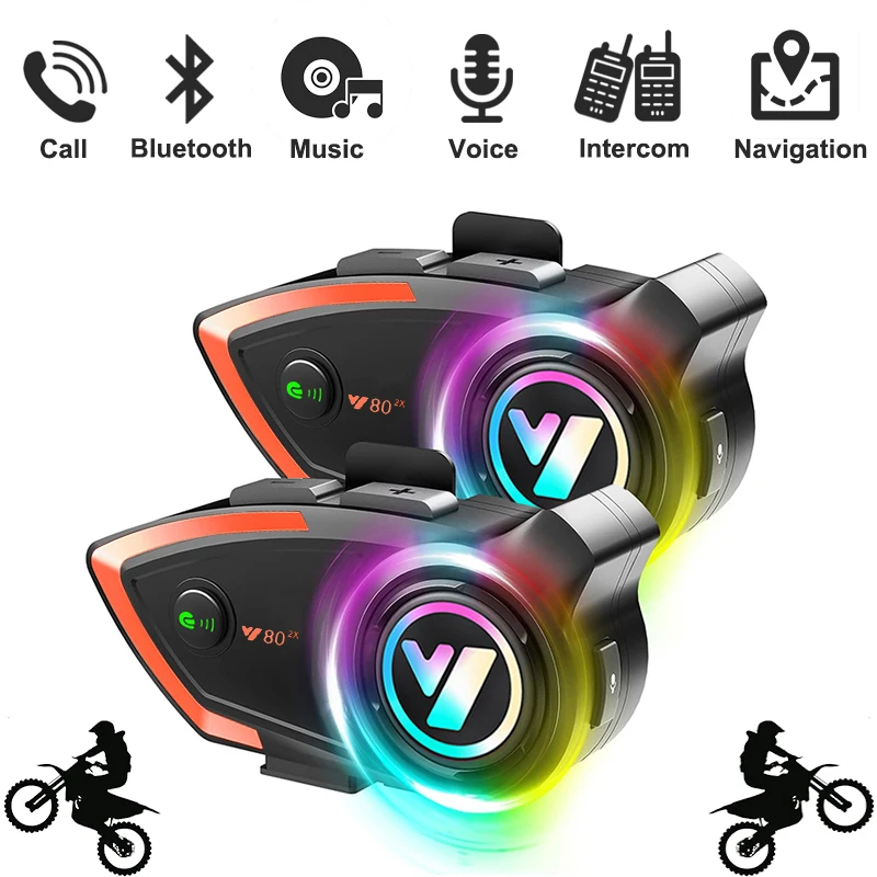 

2024 New Motorcycle Intercom Helmet Wireless Bluetooth Headsets Motos Music Sharing Earphone Smart Interaction-Voice Headphone