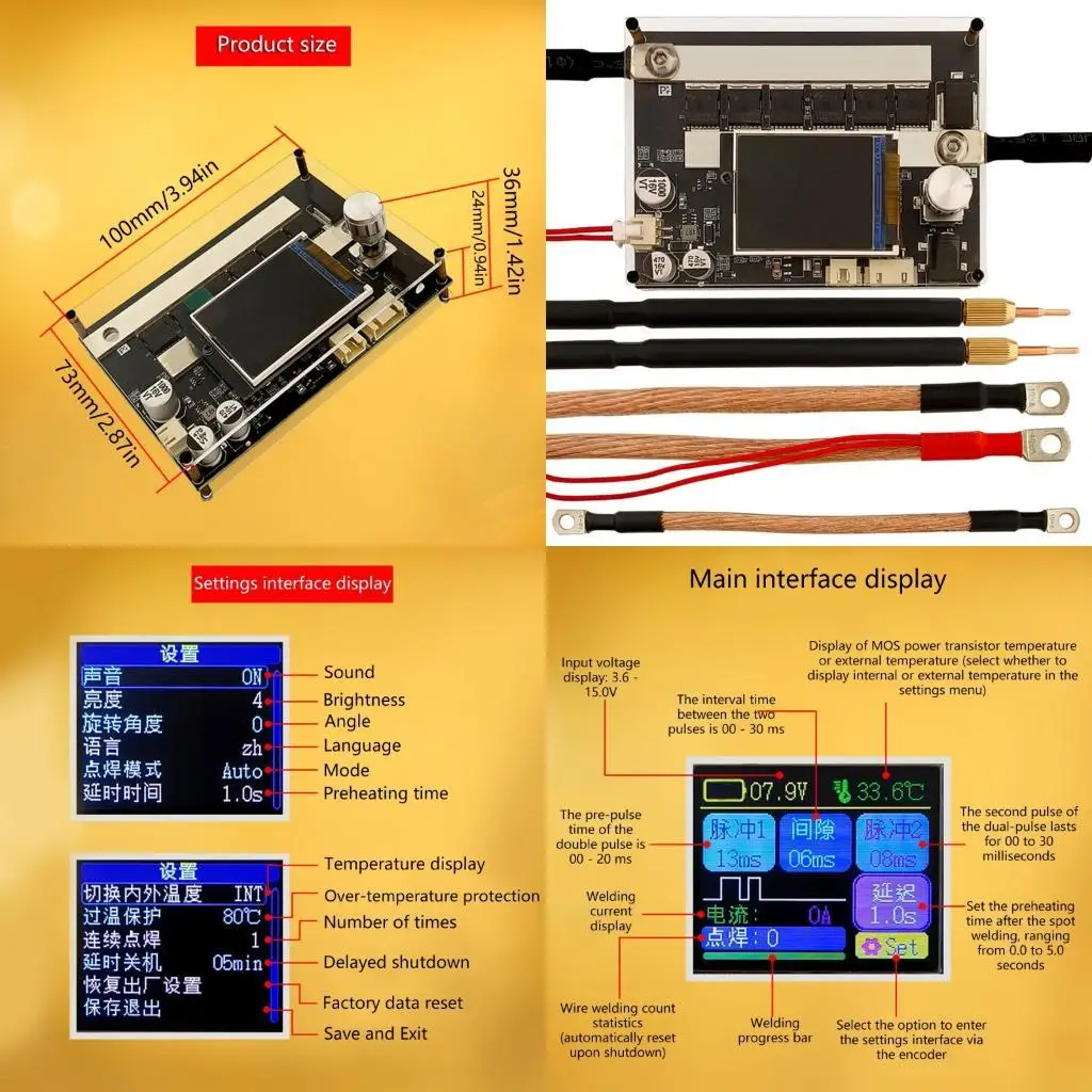 A2BE LCD Color Screen DIY Handheld Spots Welder Featuring Detachable Welding Pen