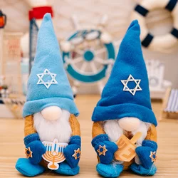 2Pcs Christmas Hanukkah Gnomes Plush Doll Mini Gnome Plush Decoration Soft Goblin Festival Themed Jewish Stuffed Toy Home Decor