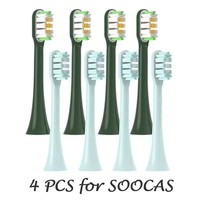 4PCS Suitable for SOOCAS Electric Toothbrush Head X3U/D3/X5/X3/X1/V1/V5/X3Pro/D2 Replacement Brush heads DuPont Nozzle With Caps