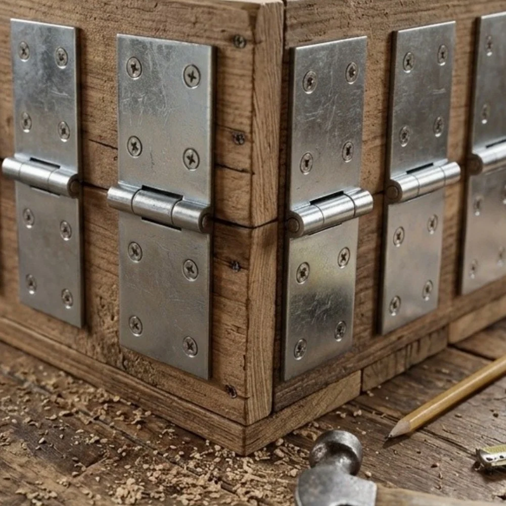 10 for Flat Strap Hinges Zinc Coated Iron for Structural Reinforcement Compatible with Wood and Metal Surfaces Easy Mounting