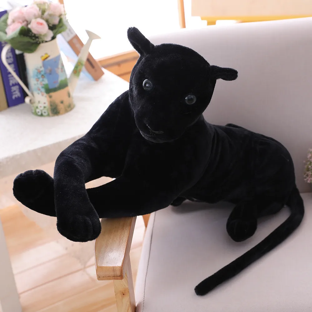 

Simulated Leopard Doll Black Leopard Plush Toy PP Cotton Filled Animal Plush Doll Home Decoration