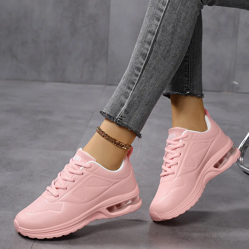 Frauen Mode Luftpolster Turnschuhe PU Leder Laufschuhe Anti-slip Outdoor Sport Schuhe Elastische Gym Trainer – Detail 5