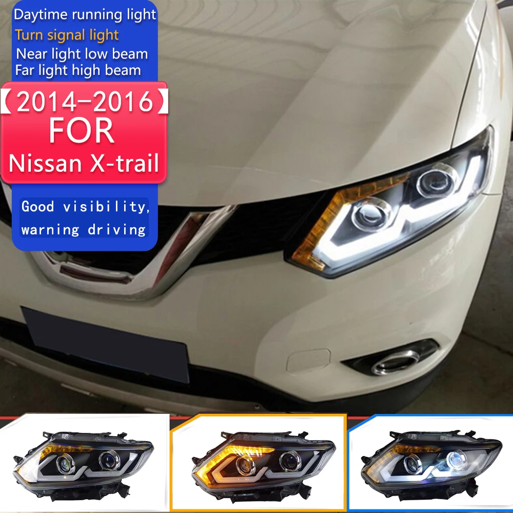 

Head Light for Nissan X-trail Headlights 2014-2016 Rogue LED Headlight DRL Hid Option Head Lamp Angel Eye Beam Accessories