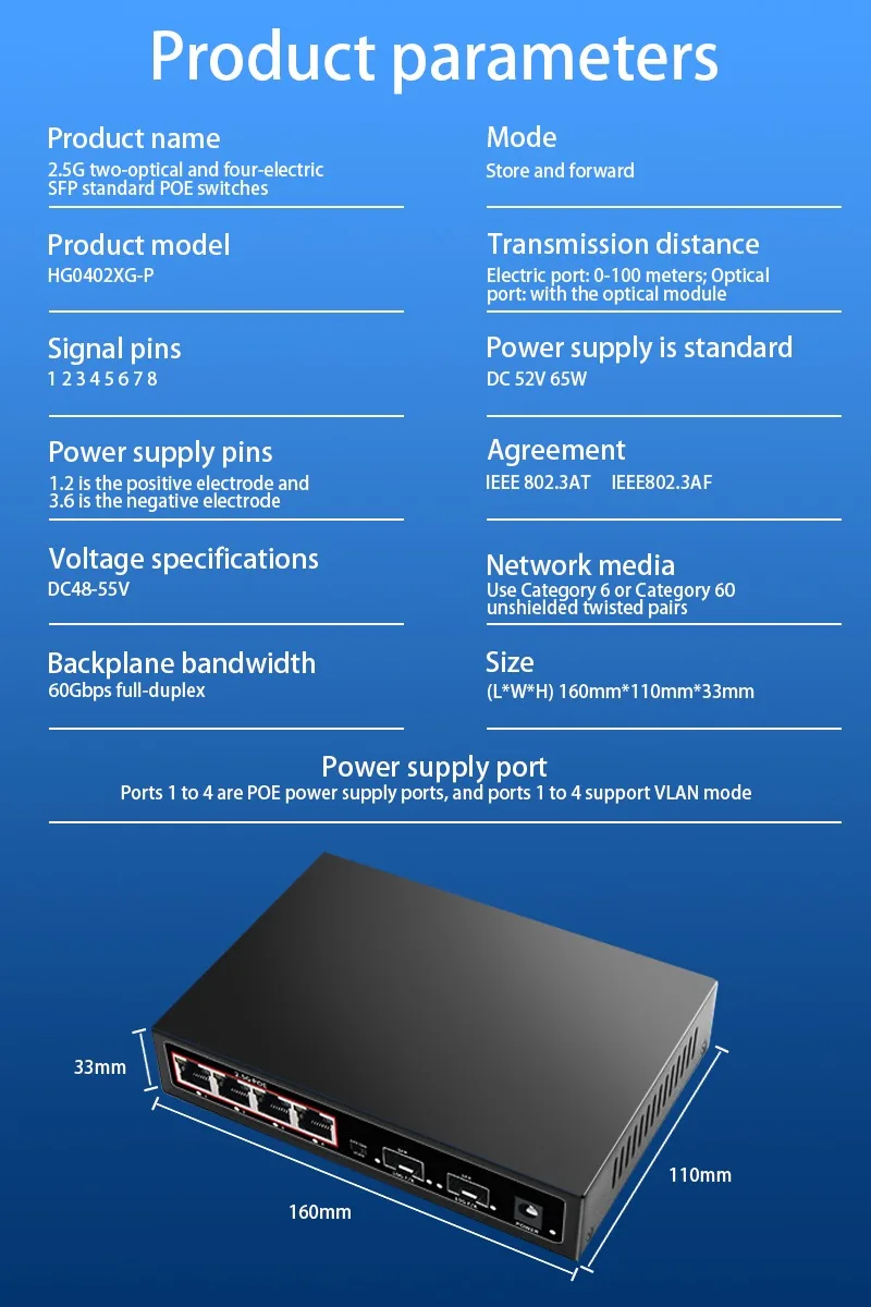Neuer POE RJ45 Ethernet Switch 2,5 Gbe 10G SFP+ Multi-Gig-Netzwerk-Switch mit für Uplink Unmanaged Plug and Play, für IP-Kamera/NVR – Detail 7