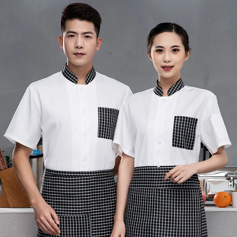 日本レストランユニセックスシェフジャケットホテルキッチンバーショップカフェケータリングシェフ作業服半袖/長袖シェフ制服