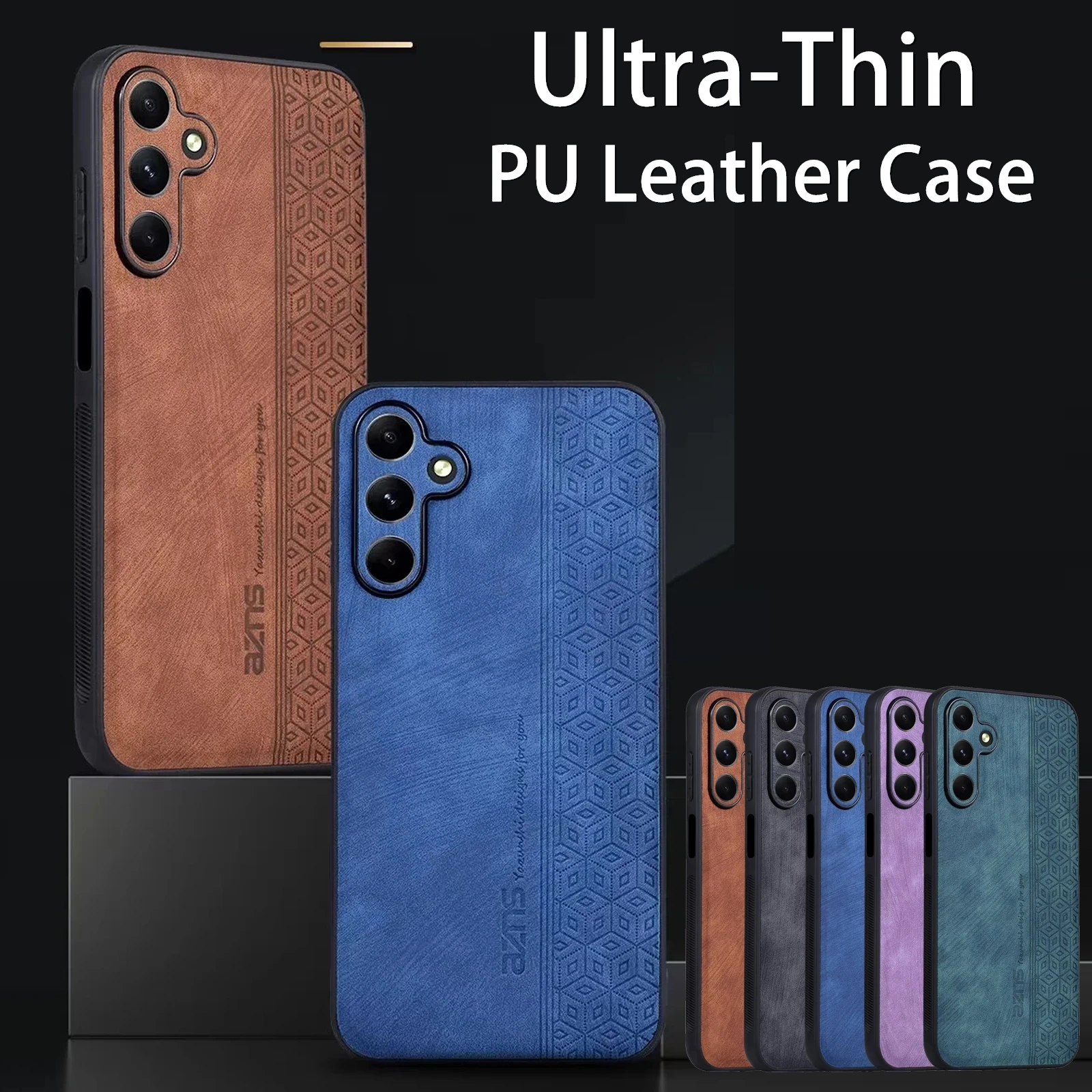 Lambskin PU Leather Phone Case for Samsung Galaxy A15 A05S A54 A34 A14 A04S A24 A52 A53 A73 A33 M14 5G Shockproof Silicon Cover