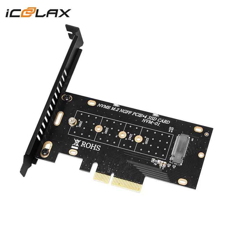 ICOOLAX tarjeta adaptadora PCIe a M.2, tarjeta de expansión NVMe para ordenador de escritorio, unidad de estado sólido NGFF SSD, tarjeta de expansión de clave M