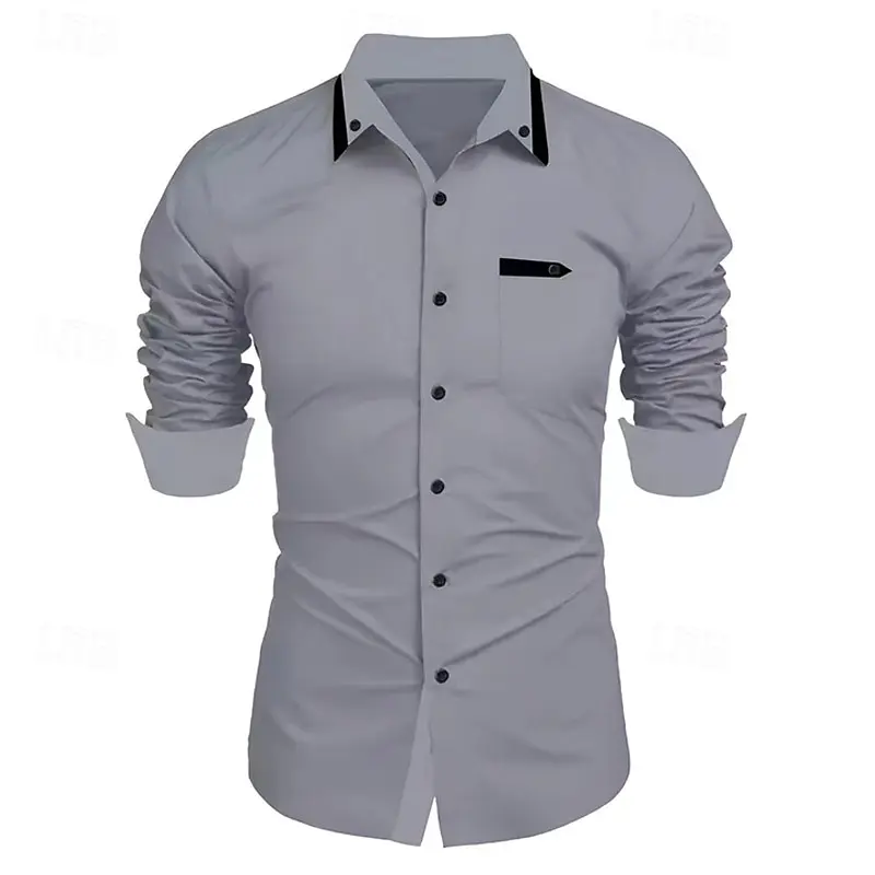 2025 新しいメンズカジュアル 3D プリントリーフプリントシャツ、日常着に適した、春襟長袖ボタンアップシャツ