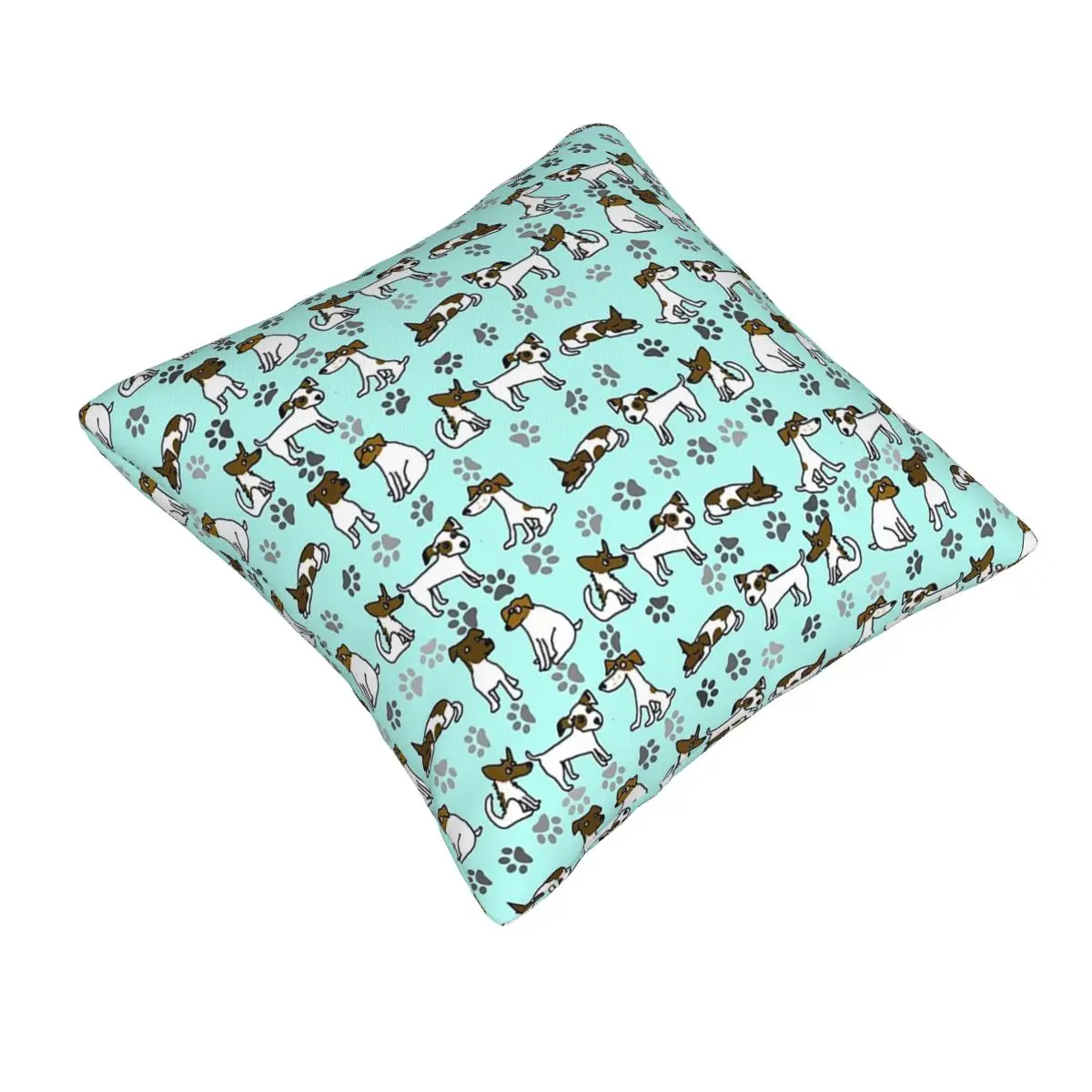Jack Russell Terrier Cartoon With Light Blue Background Square Pillowcase Pillow Cover Cushion Throw Pillow for Home Bedroom