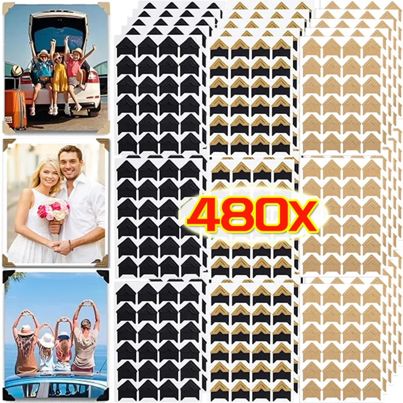 Álbum de fotos DIY, pegatina de esquina para álbum de recortes, pegatinas de esquina creativas, pegatinas de esquina de papel Kraft, decoración protectora de imagen para álbum de recortes