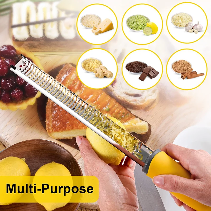 Stainless Steel Cheese Grater Lemon Zester With Cover Cheese Lemon Fruit Chocolate Grater With Nonslip Handle Kitchen Gadget