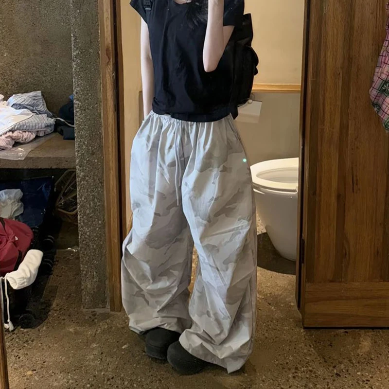 

MEXZT Y2K Camouflage Cargo Pants Women Harajuku Baggy Sweatpants Streetwear Print Wide Leg Joggers Summer Korean Casual Trousers