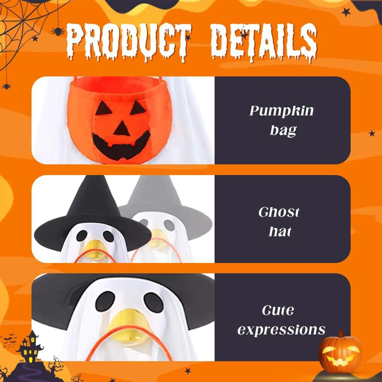 

Porch Geese Halloween Outfit Lawn Geese Festival Ghost Clothes Lawn Figurine Dress Up Clothes For Photo Backdrop Halloween Home