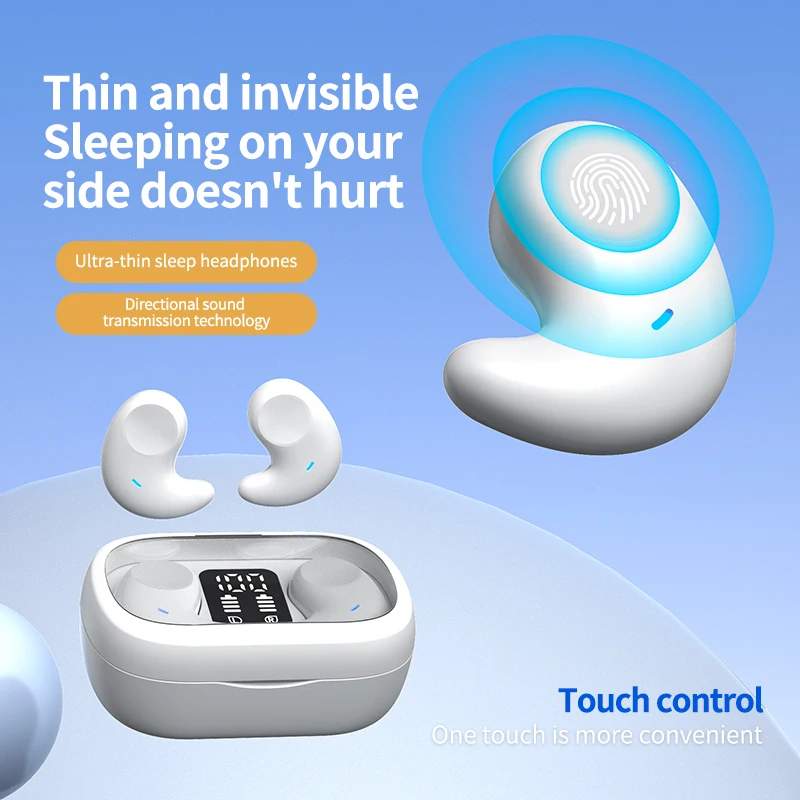 

New TWS Earbuds Bluetooth Earphone Wireless Sleeping Headphones Painless In Ear Mini Hidden Headset with Digital Display
