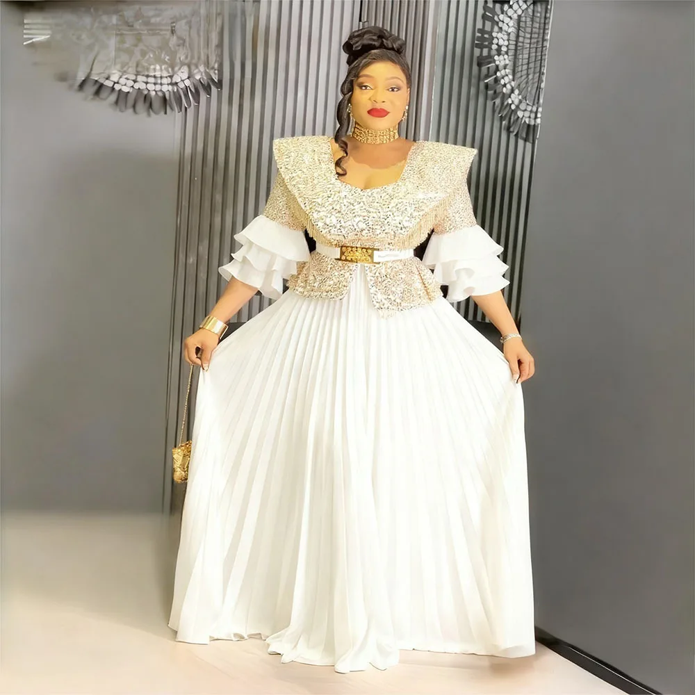 

Africa Clothing African Party Dresses for Woman 2025 New Long Dashiki Ankara Sequin Evening Gowns Turkey Outfits Robe Plus Size