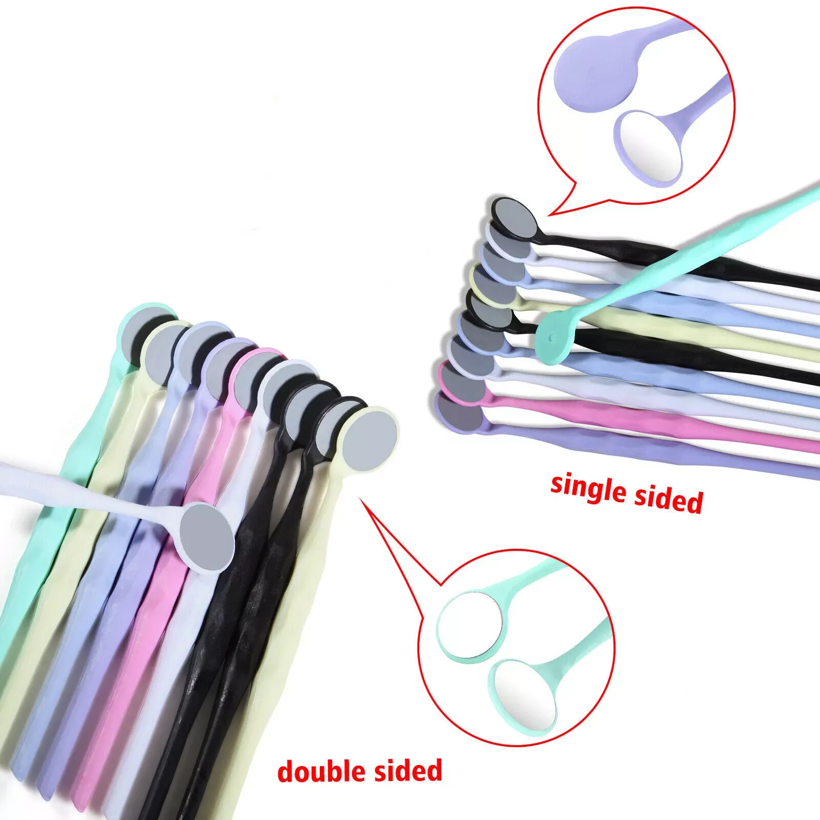 10 Pcs Dental Anti-fog Mouth Mirror Surface Mirrors Reflector Double/Single Side Odontoscope