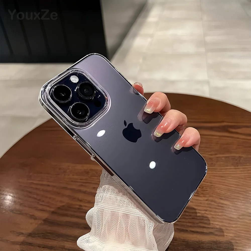 

Прозрачный противоударный жесткий акриловый чехол для iPhone 15, 14, 13, 12, Mini 11 Pro XS Max X XR 7 8 Plus, роскошный силиконовый чехол-бампер