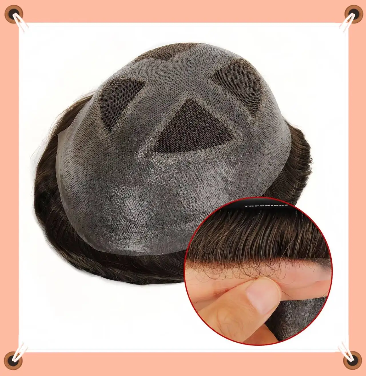 

TUL05 Mens Hair Pieces Cross Section to be Taped Down for a More Secure Fit Indian Remy Human Hair Human Hair Toupee for Mens