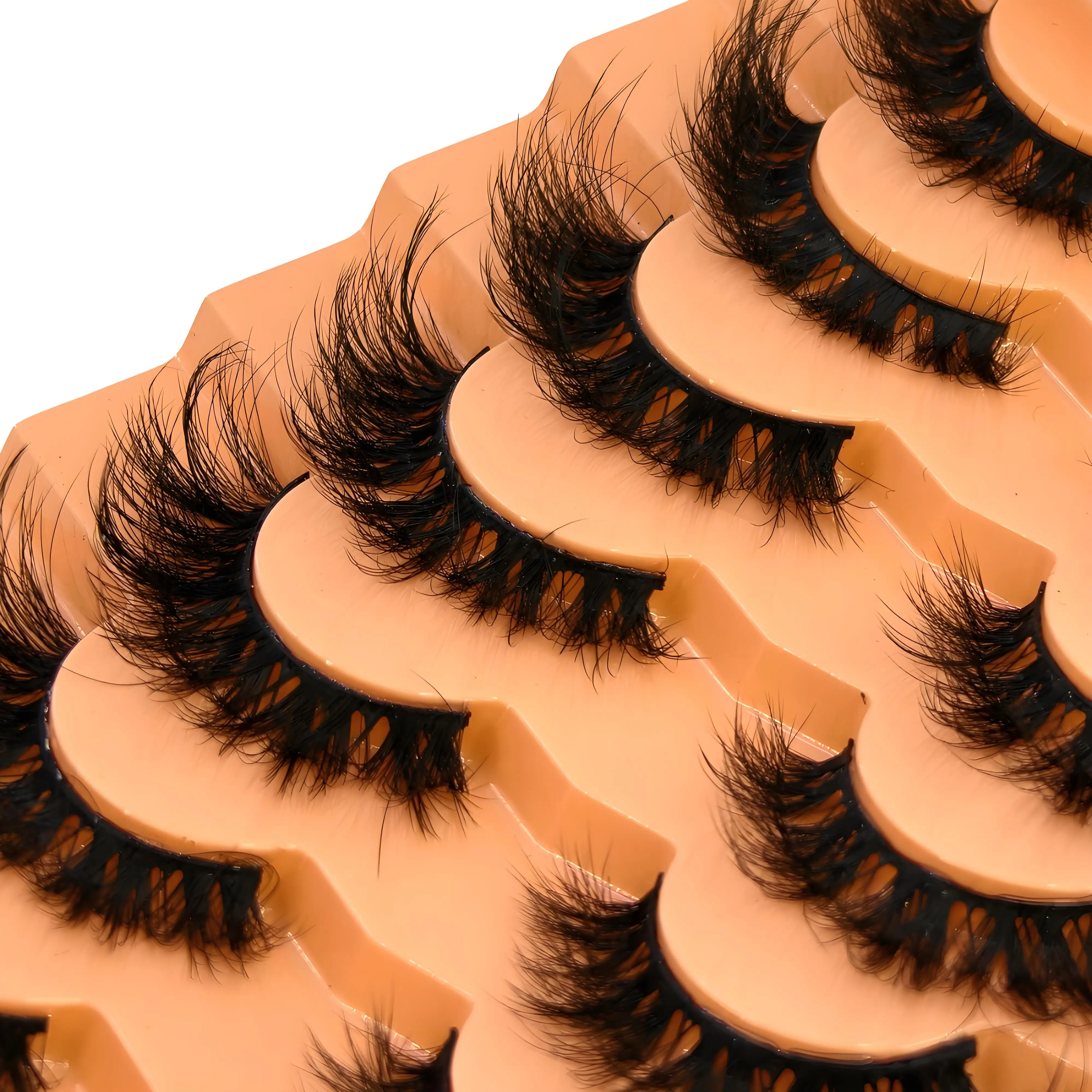 新しい 7 ペアクラシックハイブリッドボリュームまつげ新着うっすら D カールショートロシアストリップまつげメイクアップつけまつげ