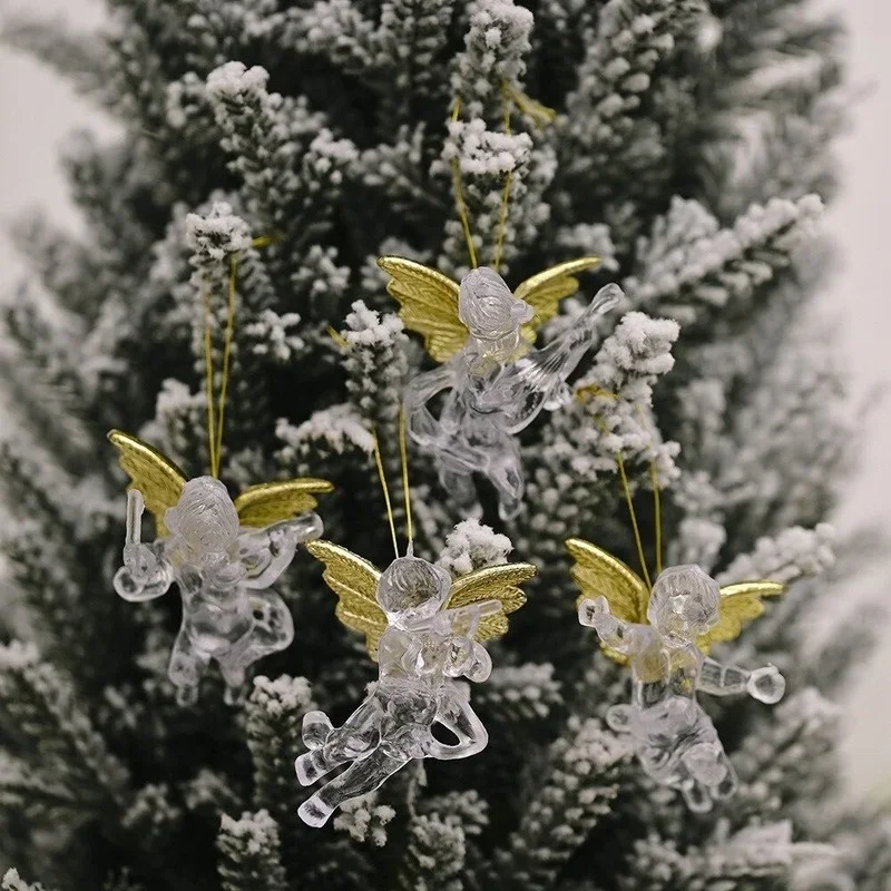 4Pcs/Set Christmas Transparent Angel Pendant Creative Little Angel Pendant Christmas Tree Ornament