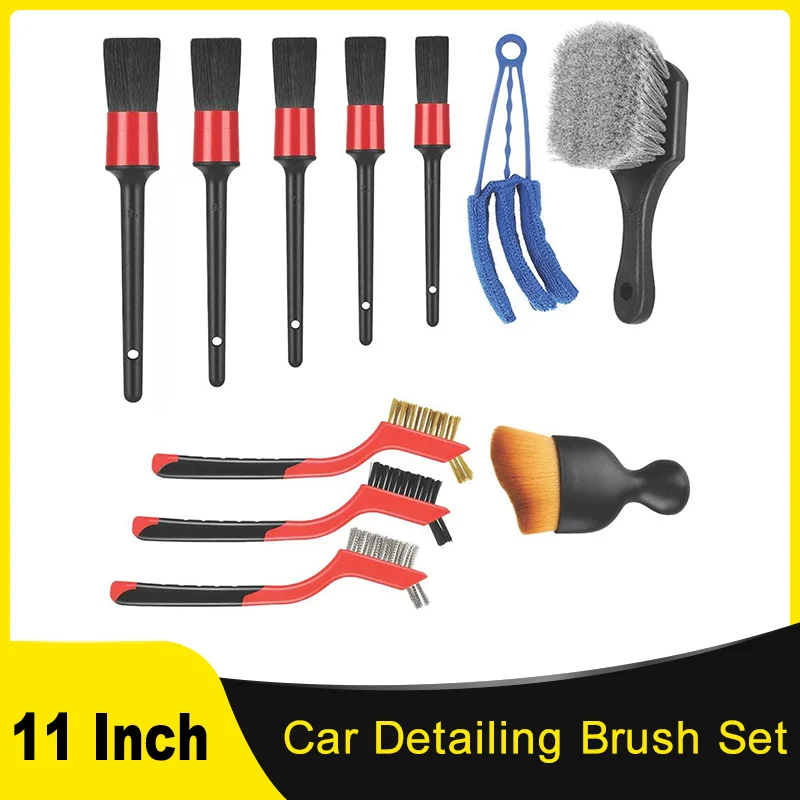 

Car Detailing Brush Set 11Pcs Includes Interior Wheel Brush for Rim Cleaner Car Cleaning Brush for Dust Engine Brush Air Vent