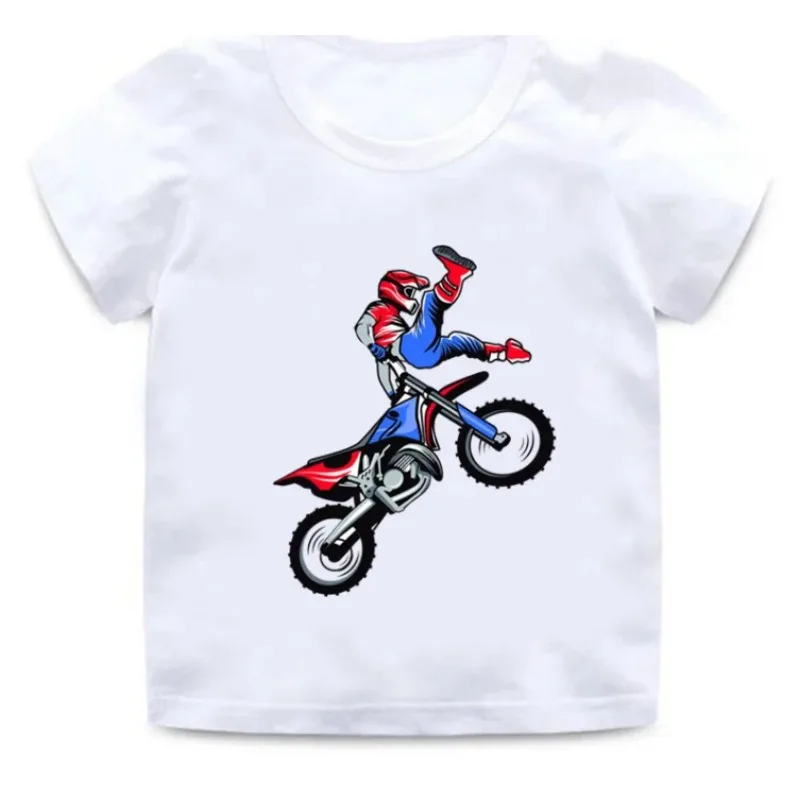 Motocross Rider  Hot Sale Kids T-Shirt Baby Boys Casual Funny Summer Children Streetwear Girls Clothes