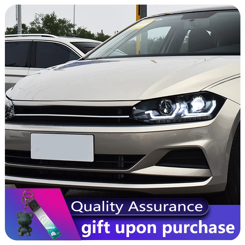 السيارات العلوي ل Volkswagen VW Polo 2019-2023 الجبهة ضوء DRL رئيس مصباح بدوره إشارة ديناميكية LED تكوين عدسة اكسسوارات السيارات