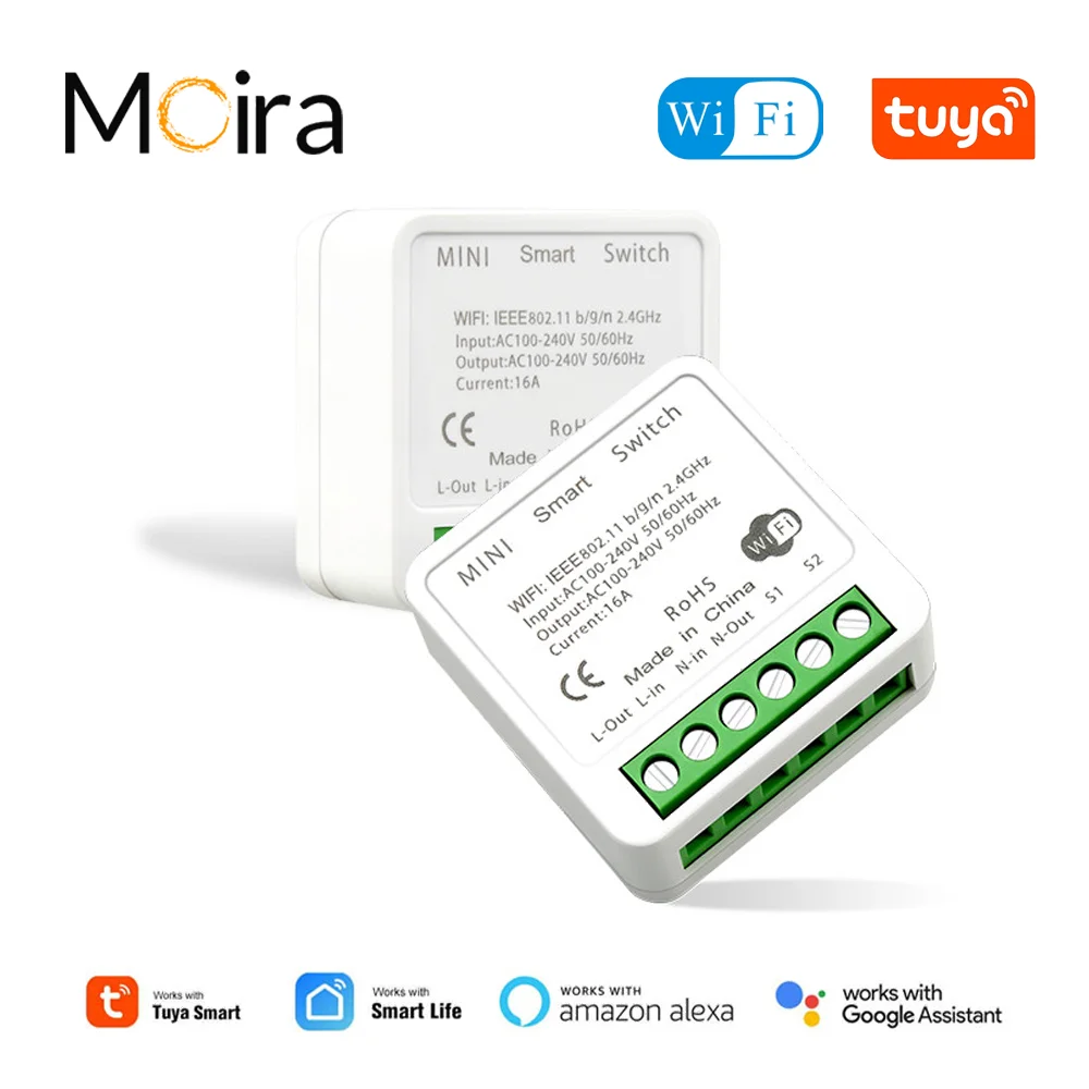 

Moira Tuya Mini 16/10A WiFi Switch Automation Module 2 Way Control Smart Home Interruptor Work With Alexa Google Home Smart Life