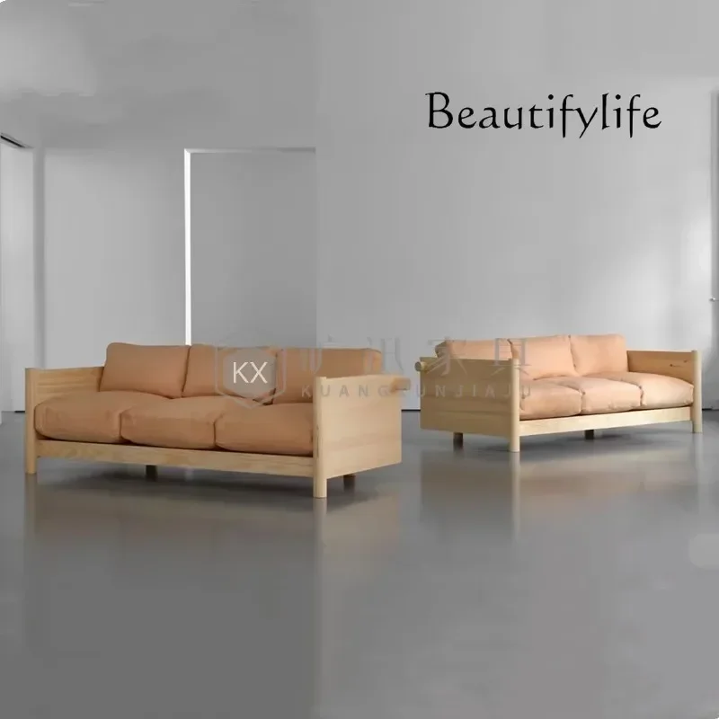 NEW Medieval Solid Wood B & B Hotel Clubhouse Sofa Modern Simple Luxury Designer Model Room Exhibition Hall Department Sofa