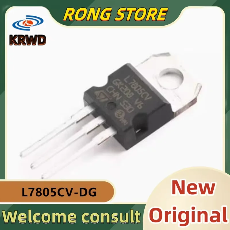 20PCS L7805CV New and Original Chip IC L7805CV-DG TO-220 5V 1.5A 7805 straight transistor