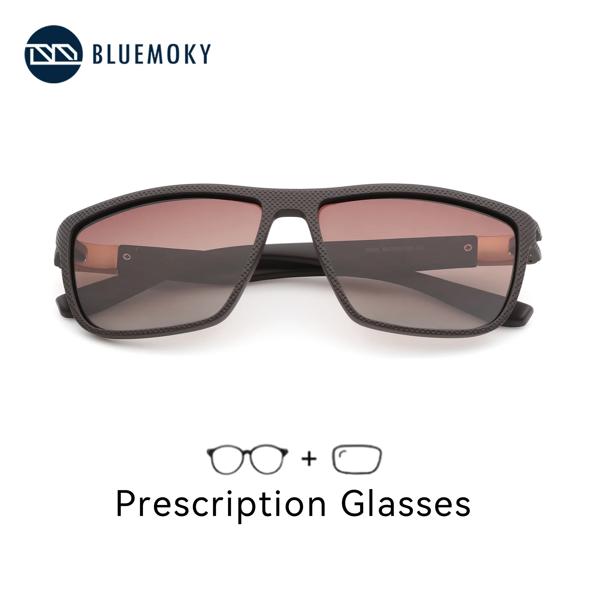 

BLUEMOKY M Size Square TR90 Polarized Sunglasses Prescription For Men Fashion Sport UV400 Myopia Optical Sun Glasses