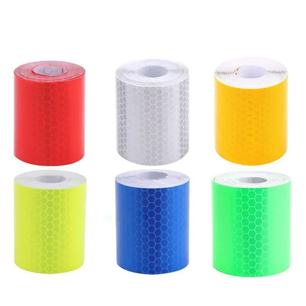 1pc Car Reflective Stickers 5cm*1m Decoration Film Motorcycle Reflect White/red/yellow/blue/green Safety Strip Sticker Decor