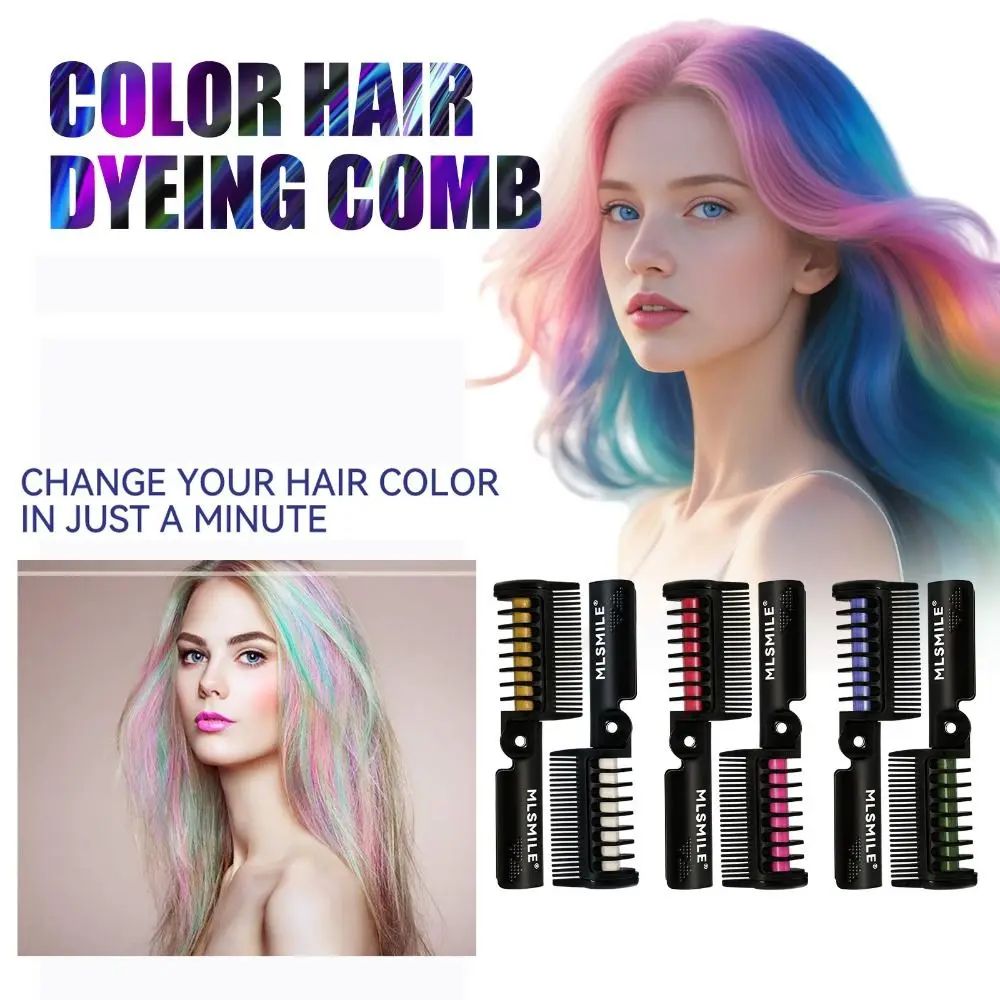 6Pcs Colorful Hair Chalk Cream Comb Disposable Foldable Hair Comb Hair Color Stick DIY Washable Temporary Hair Color Dye