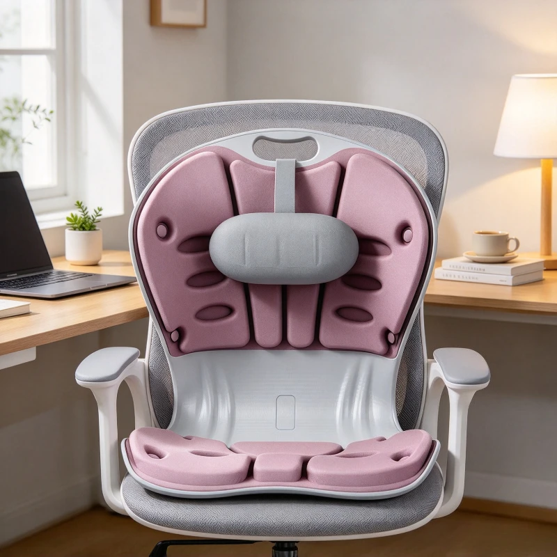 Integrated Ergonomic Seat Cushion with Tall Lumbar Backrest Pad Plus Removable Washable Cover for Office Nursing and Study
