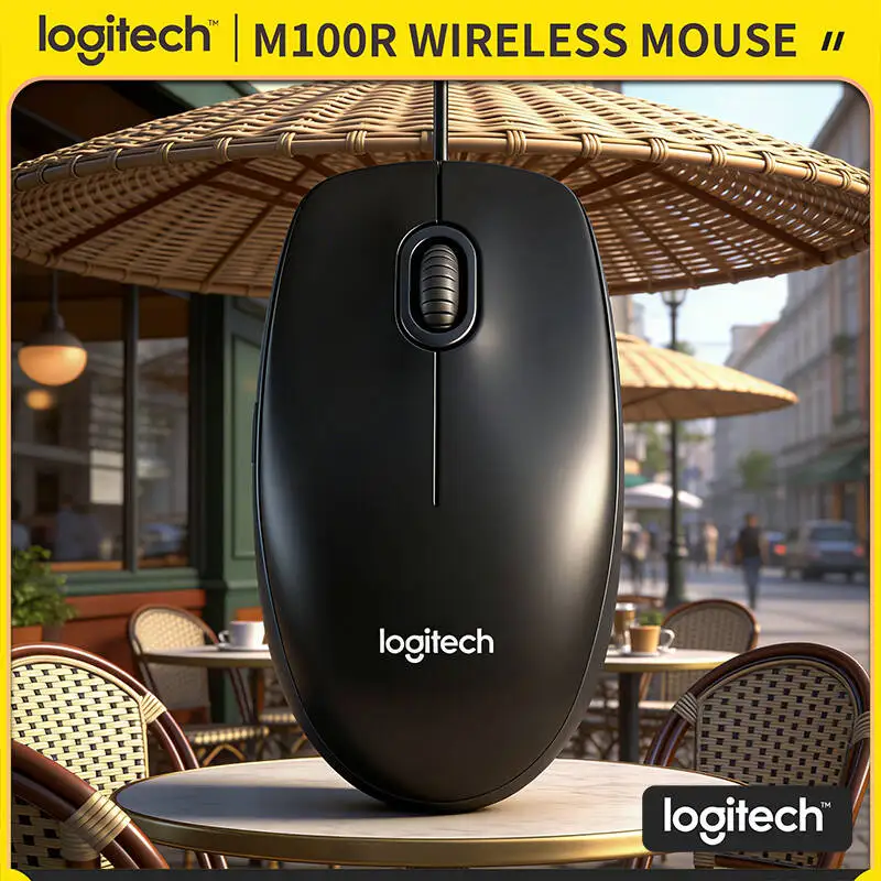 

Оригинальная проводная мышь Logitech M100R USB, оптический датчик 1000 DPI, 3 кнопки, прокрутка, прочный кабель для офиса, дома, повседневного использования