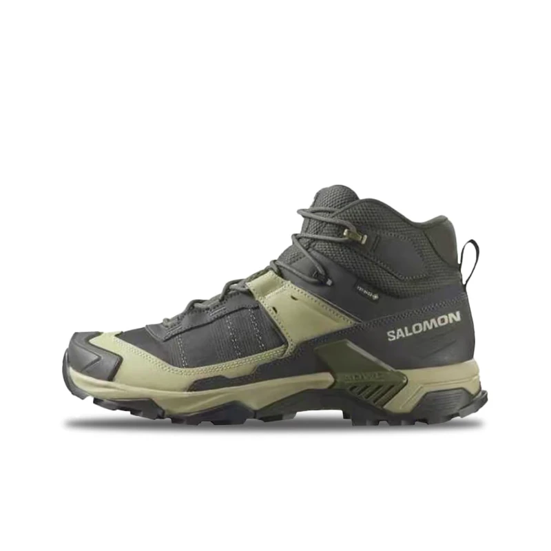 Salomon X ULTRA 5 GTX Retro: All-Around Protection and Comfortable Fit High-Top Running Shoes for Men–Gray-Green  L47754300