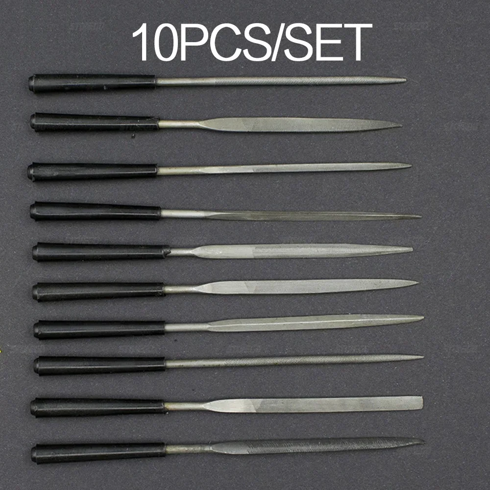 STONEGO 5PCS/10PCS 3x140mm Set di lime ad ago Gioielliere Diamante Intaglio Strumento artigianale Metallo Vetro Pietra Utensile manuale