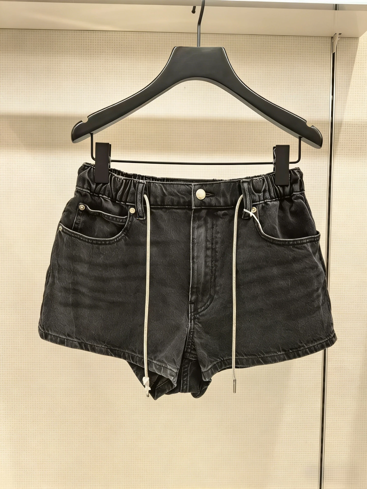 

Summer New Women's Casual Straight Leg Short Jeans Drawstring Crystal Queen Denim Spring Summer Fashion Sexy Waist Slimming