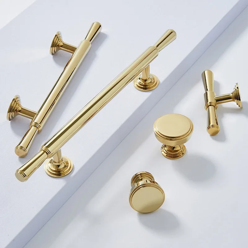Brass French Cabinet Door Handles for Shoe Cabinets Wardrobe Wine Cabinets Electroplated Drawer Pull and Knobs for Home Hardware