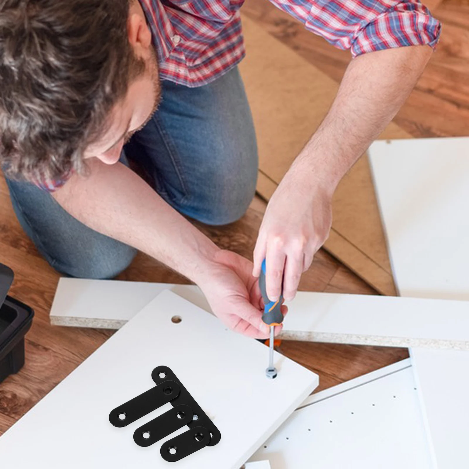 

24Pcs Flat Brackets Metal Repair Braces Straight Plates Durable Mending Plates for Flat Panel Devices Wood Furniture Repair