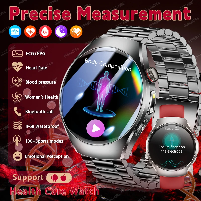 

2026 New ECG+PPG Precise Measurement Health SmartWatch Uric Acid Blood Pressure Heart Rate Waterproof Smartwatch For Android iOS