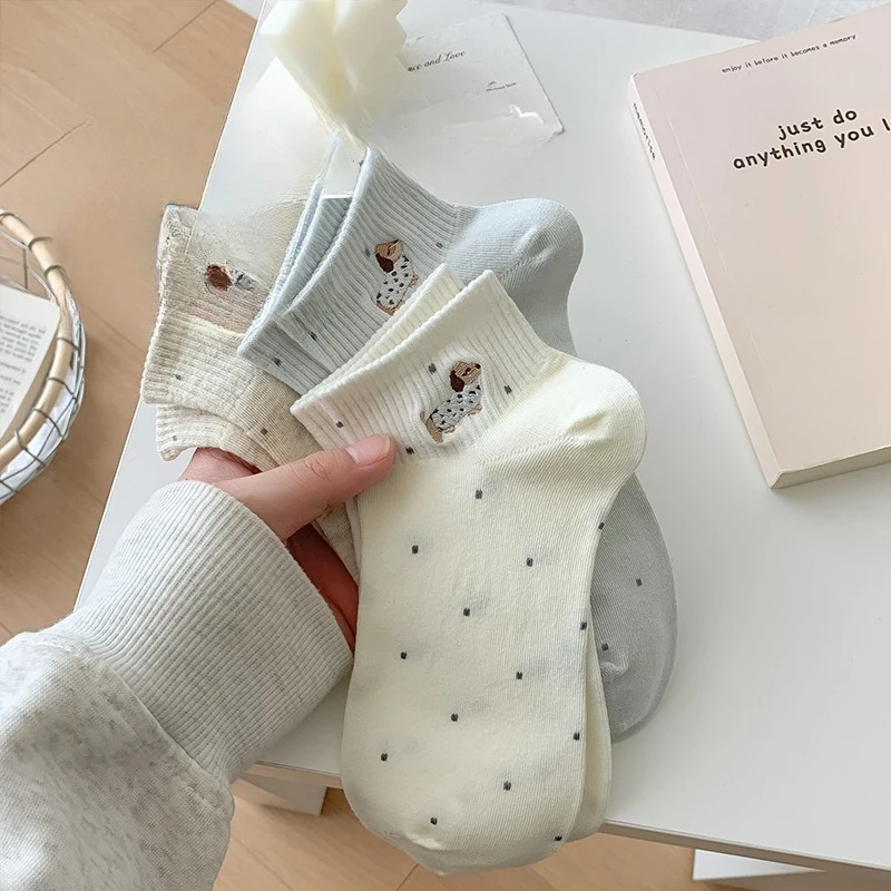 1/5 pair of socks for women in spring summer cute soft skin friendly breathable sweat absorbing versatile socks