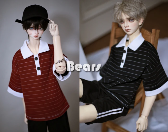 

BJD Doll Clothes Striped Fake-Two POLO Shirt Short Sleeved T-shirt For 1/3 1/4 BJD SD DD MSD MDD SD17 POPO68 Uncle SSDF Doll