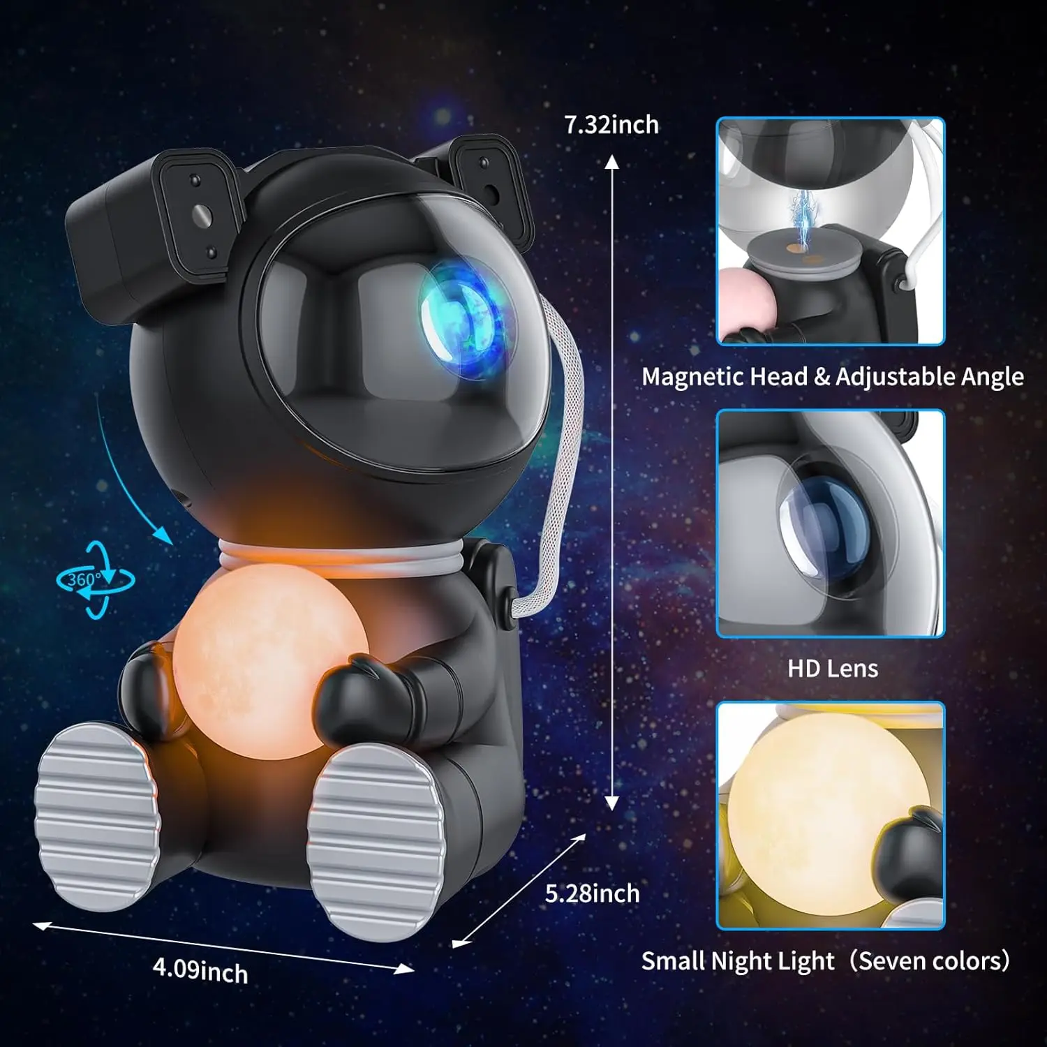 Astronaut Light Projector, Galaxy Projector for Bedroom, Star Projector Moon Lamp, LED Nebula Night Light Room Decor, Kids Gift