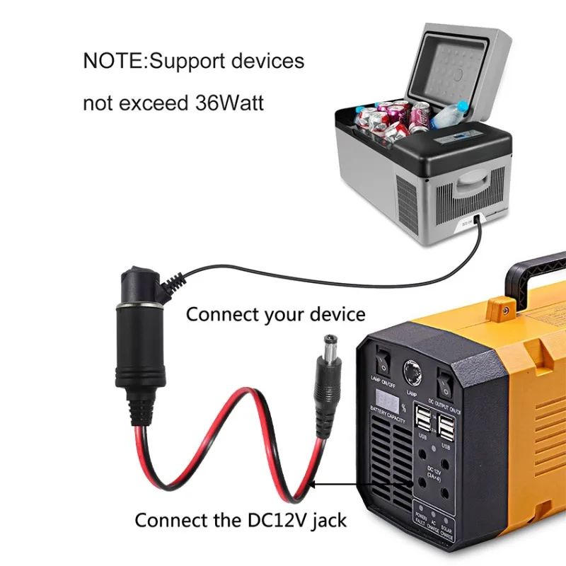 12V 24V Car Cigarette Lighter Female Seat High Power Power Socket To DC5.5X2.1mm Male and Female Head Connection Cable