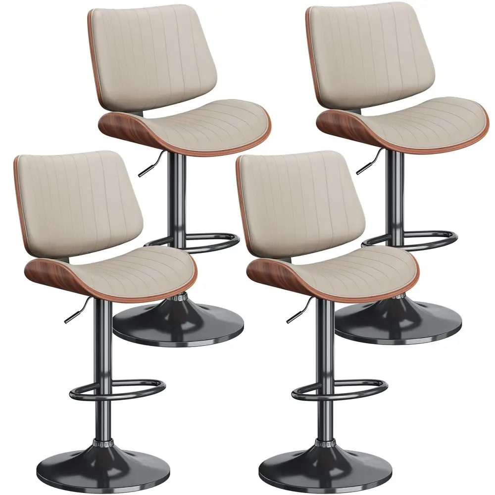 

Swivel Bar Stools Set of 4, Adjustable Bentwood Barstools for Kitchen Counter, Modern PU Leather Upholstered Bar Chair with Bac