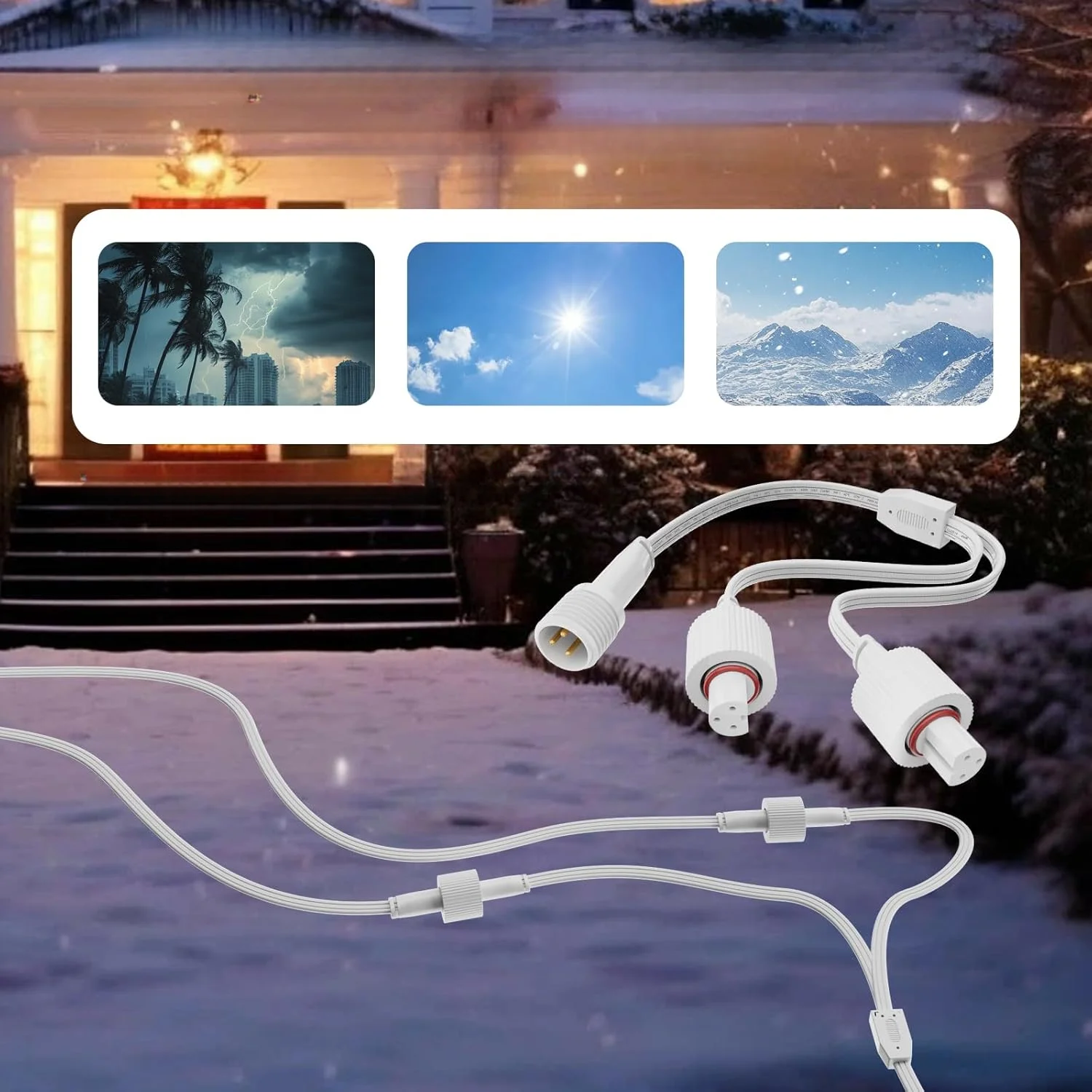 2PCS For Outdoor Lighting Y Splitter with IP68 Waterproof Rating for Use with Permanent For Outdoor Light 2 Series Fixtures