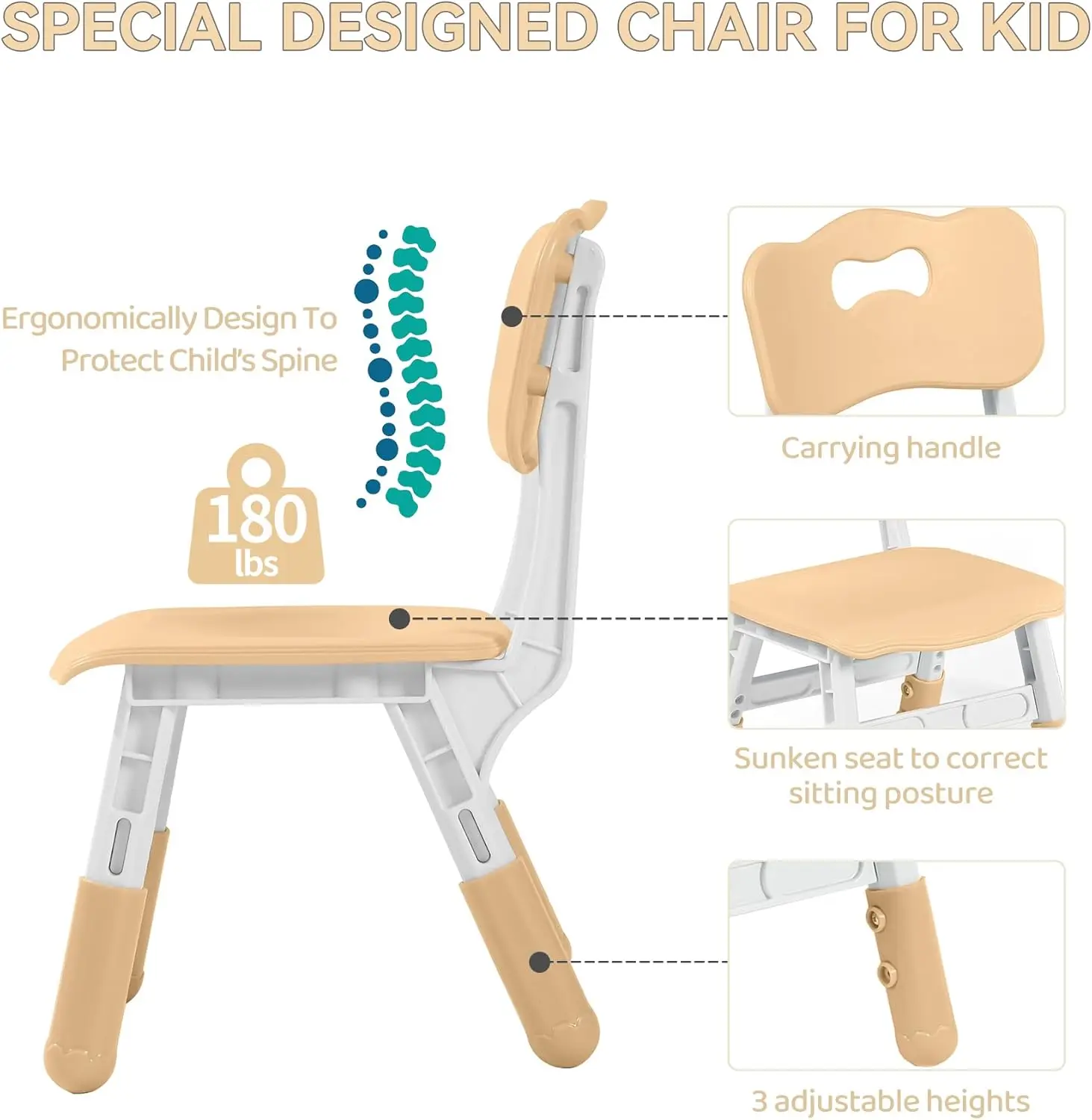 Height-Adjustable Kids Table & 4 Chairs with Graffiti Desk, 31.5'L x 23.6'W for Daycare, Classroom, Home