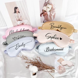 Custom Eye Mask with Satin Bag Bridal Shower Bridesmaid Gift Sleep Mask Set Hen Night Favors Personalized Gift for Her